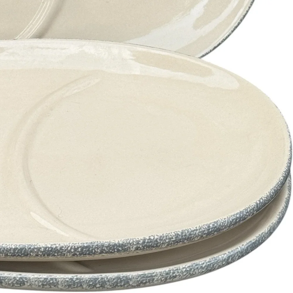 Home & Garden Party Stoneware Fruit Oval Divided Sandwich Snack Plate Set 3